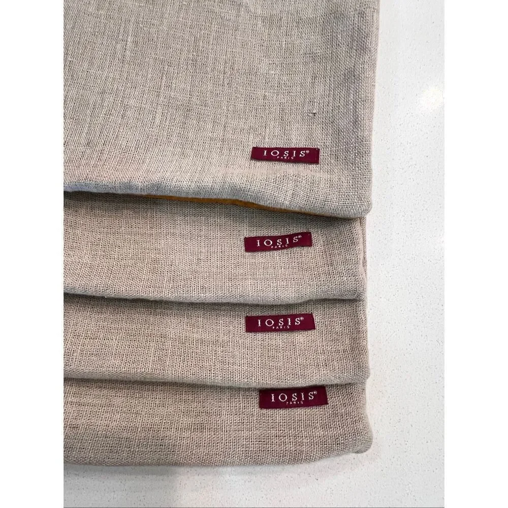 Set of 4 Iosos Velvet Linen Square Decorative Pillow Cover Beige Gold Size 18x18